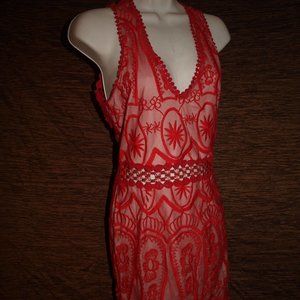 NEW Red Lace DRESS SIZE S BY SELFIE LESLIE Open Back